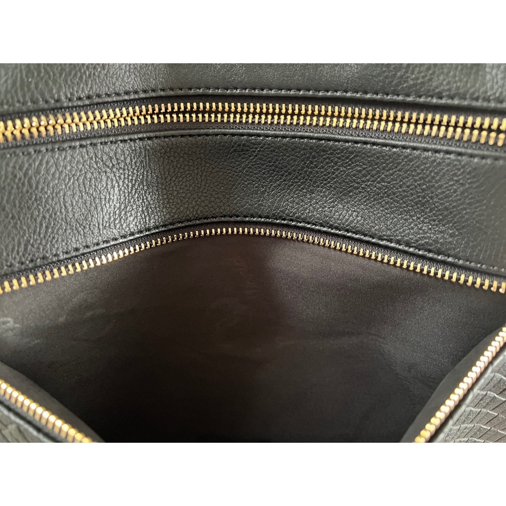 Mellow World Black Vegan Leather Crossbody Bag Woven Texture Gold Hardware NWT - Picture 11 of 14